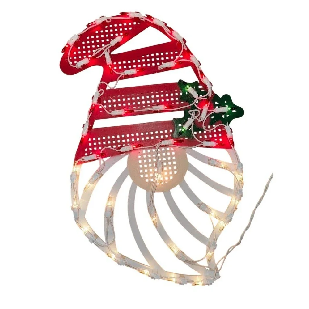 Northlight Lighted Santa Hat &‎ Beard Christmas Window Silhouette Plug-In gnome